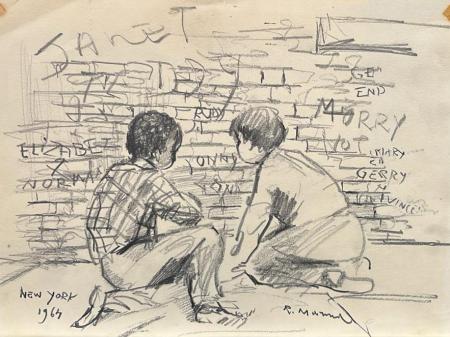 Art work by Rodolfo Marma Bambini a New York  - lapis paper 